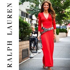NWT Ralph Lauren Black Label V-Neck Long Wrap Maxi Dress SM